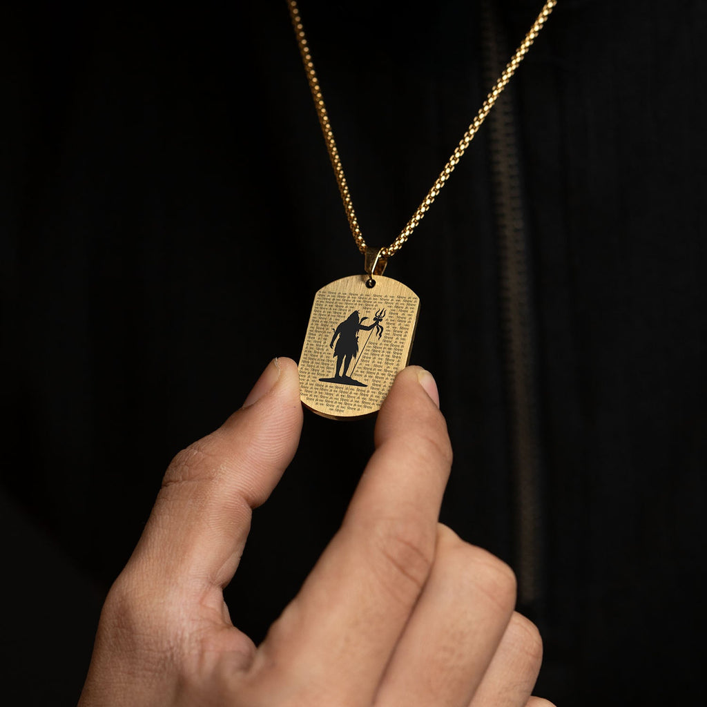 108 Om Namah Shivay MicroCarved Tag Necklace