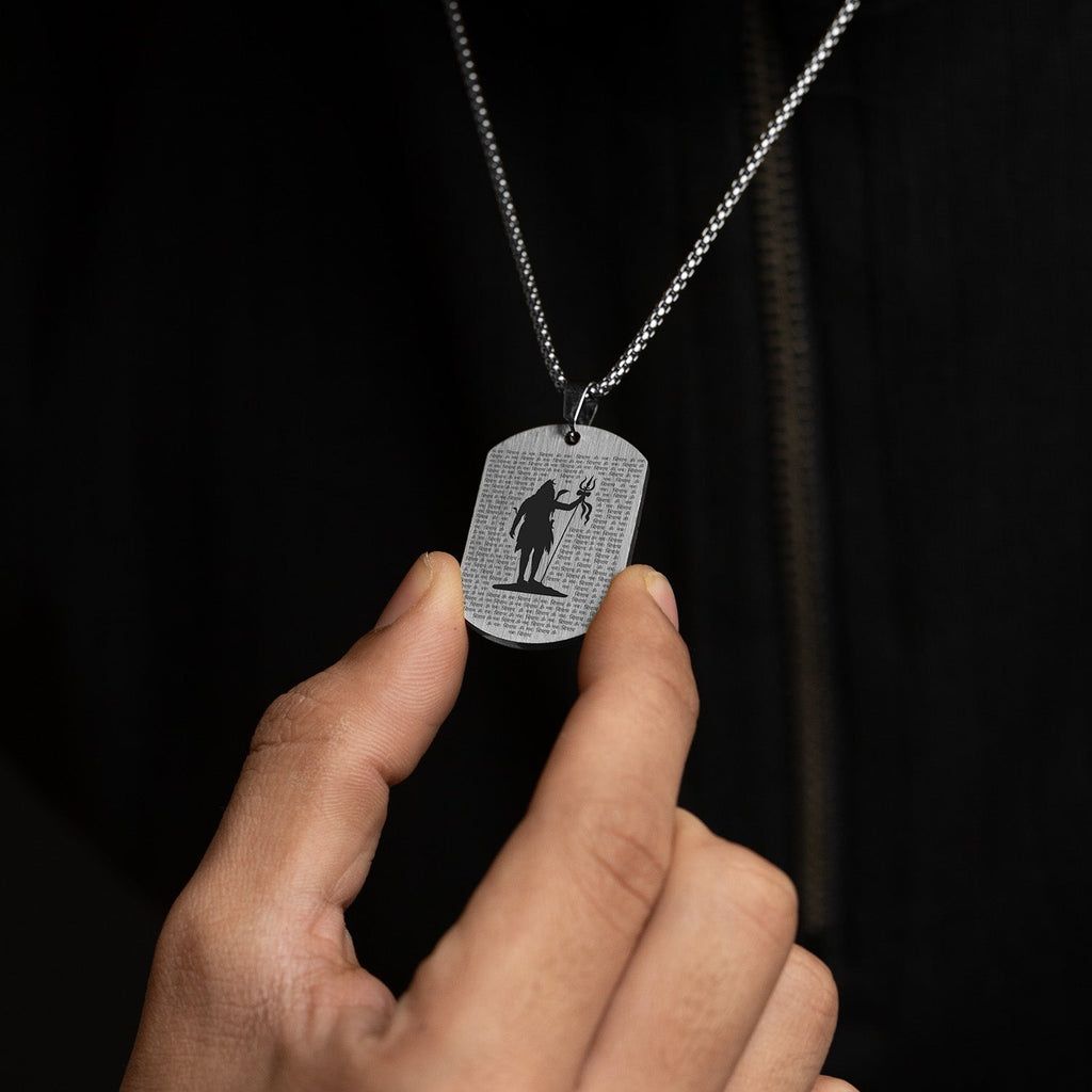 108 Om Namah Shivay MicroCarved Tag Necklace