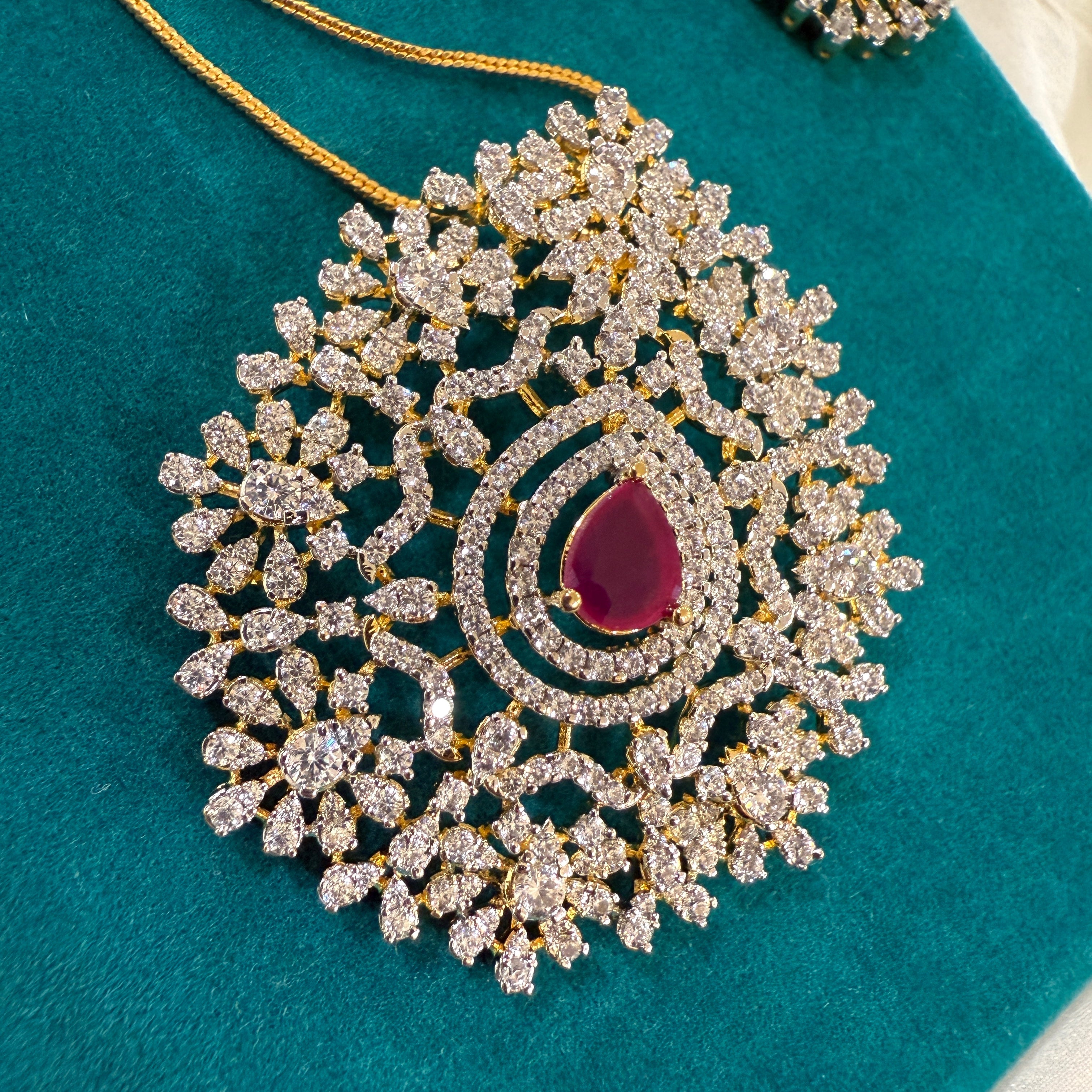 Aarohi Ruby Pendant Set
