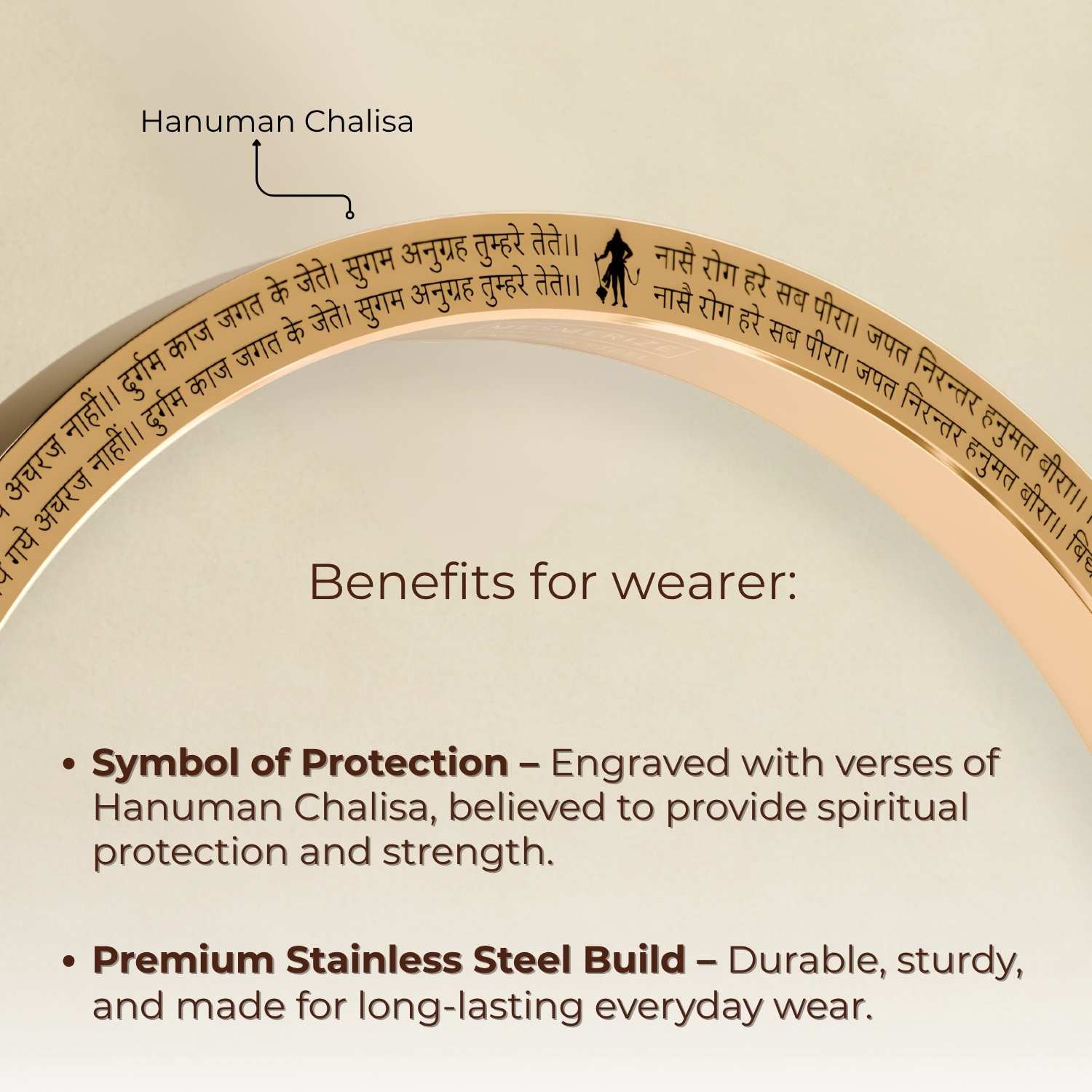 9 Verse Hanuman Chalisa MicroCarved Thick Round Kada