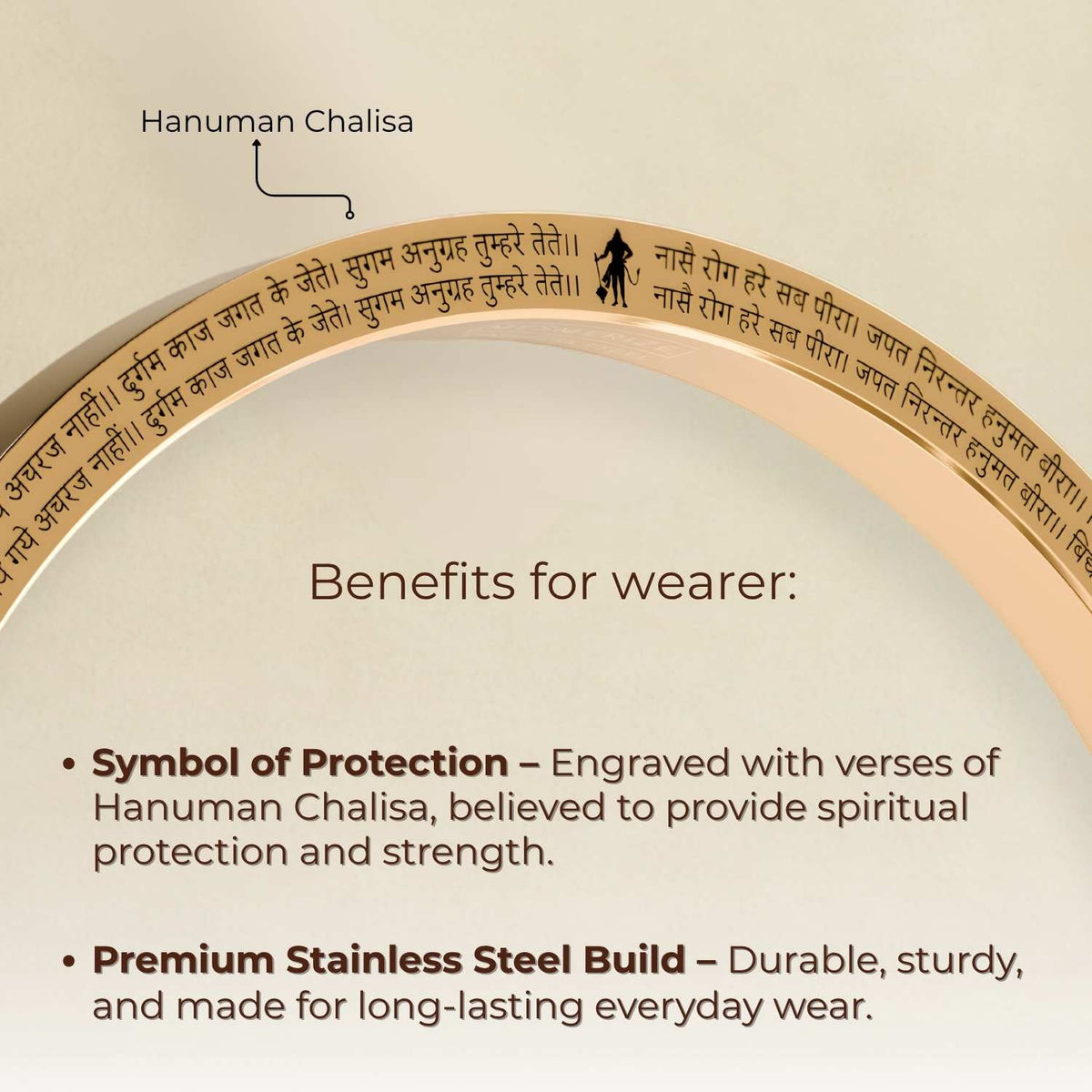9 Verse Hanuman Chalisa MicroCarved Thick Round Kada