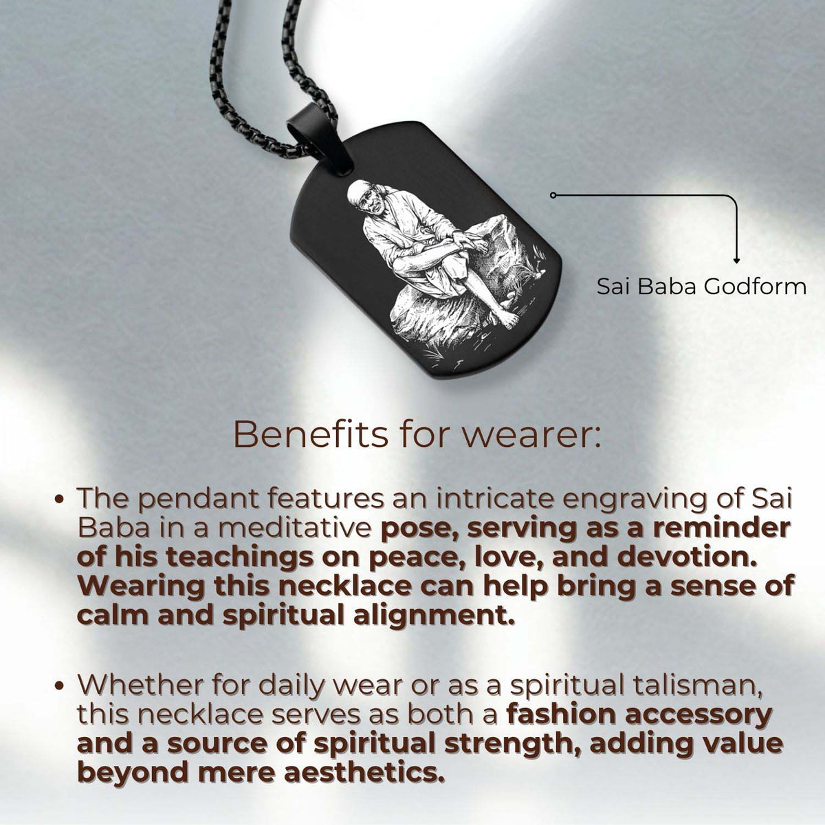 Divine Sai Baba Godform Tag Necklace