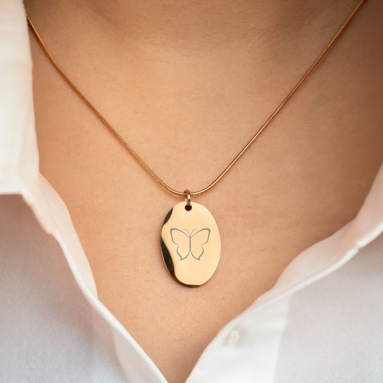 Butterfly Oval Necklace