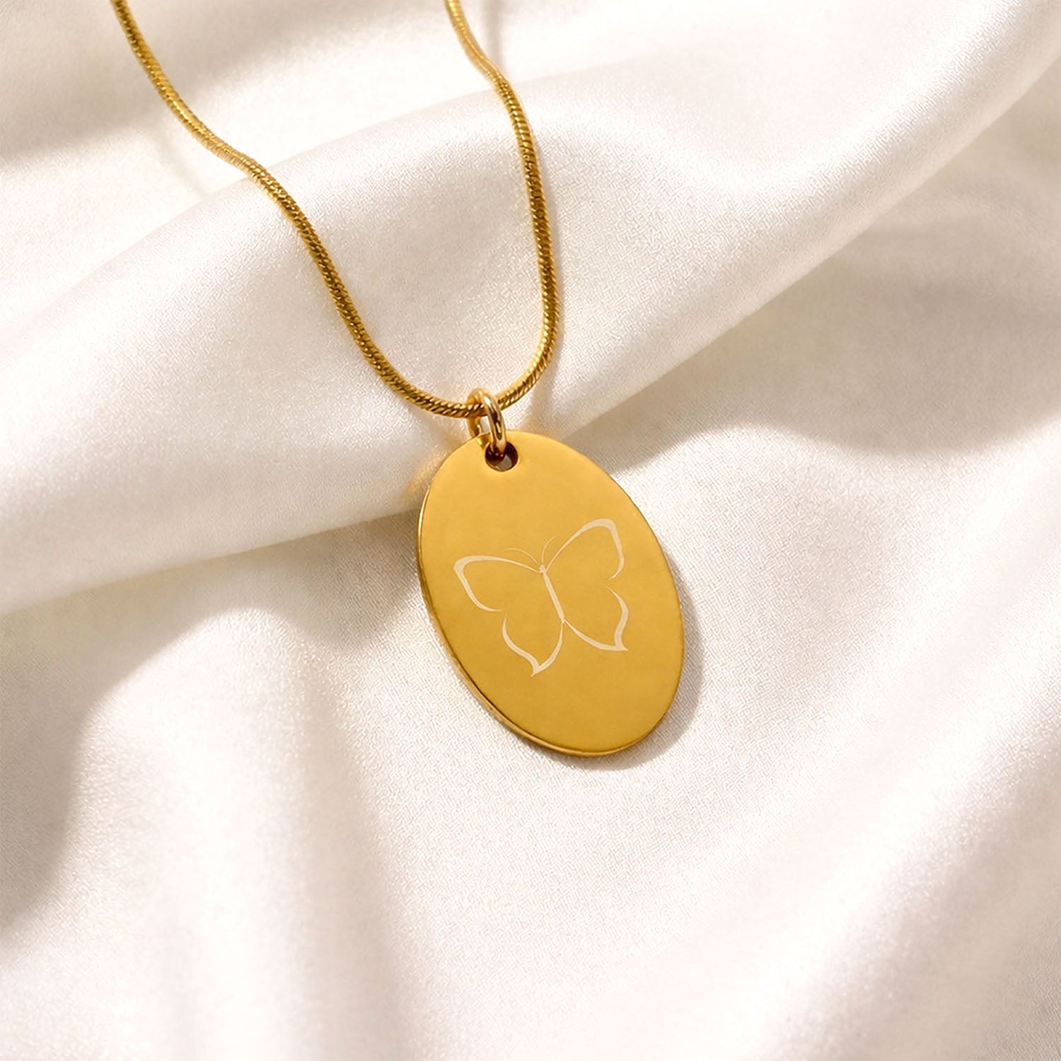 Butterfly Oval Necklace