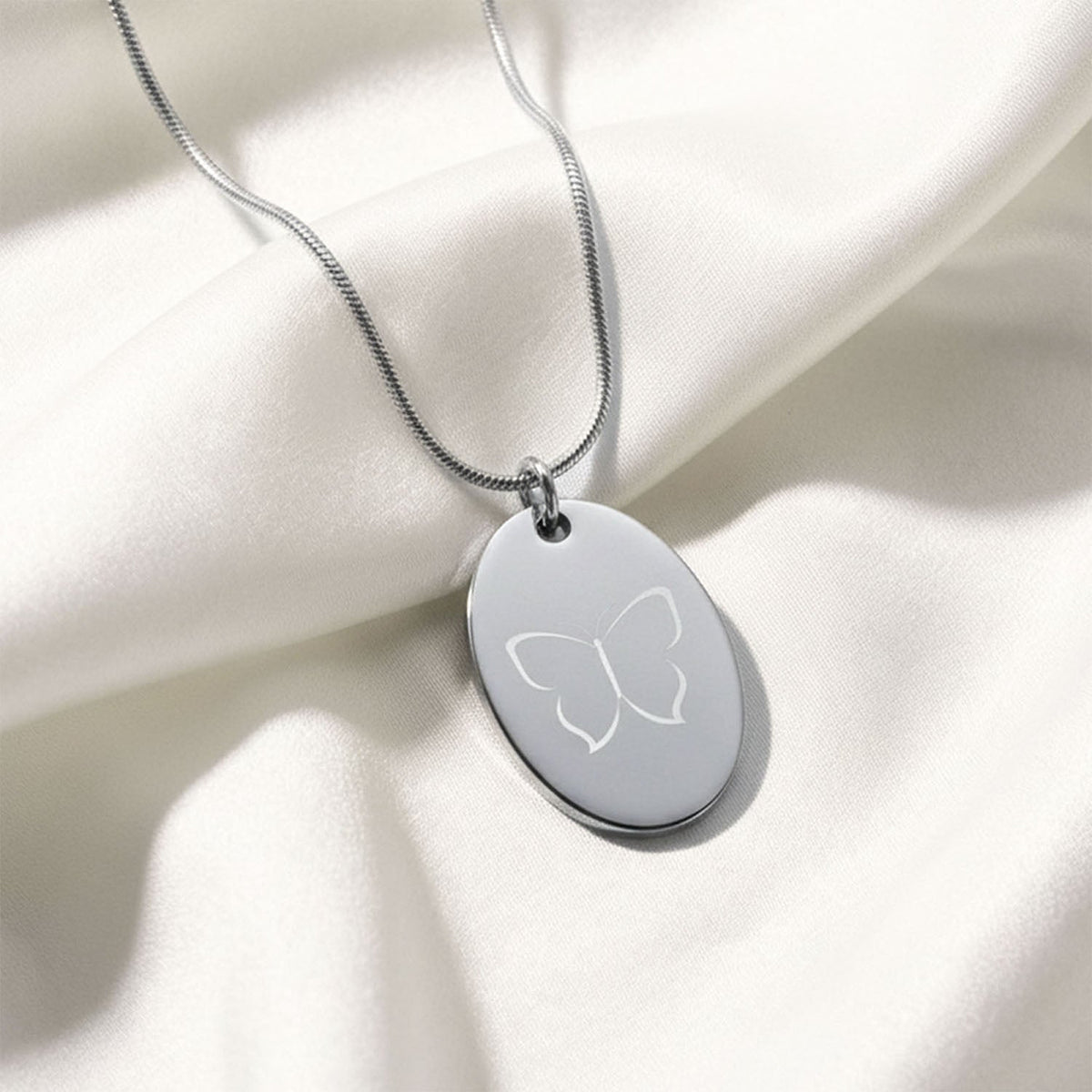 Butterfly Oval Necklace