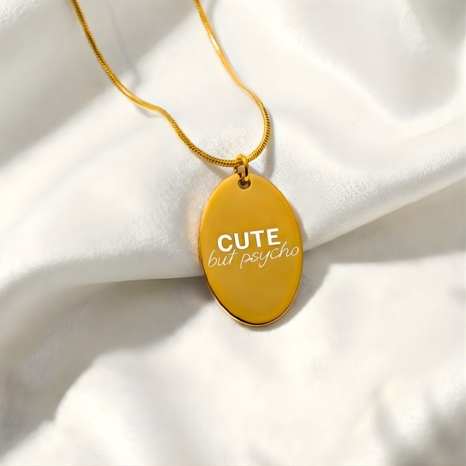 Cute But Psycho Oval Necklace