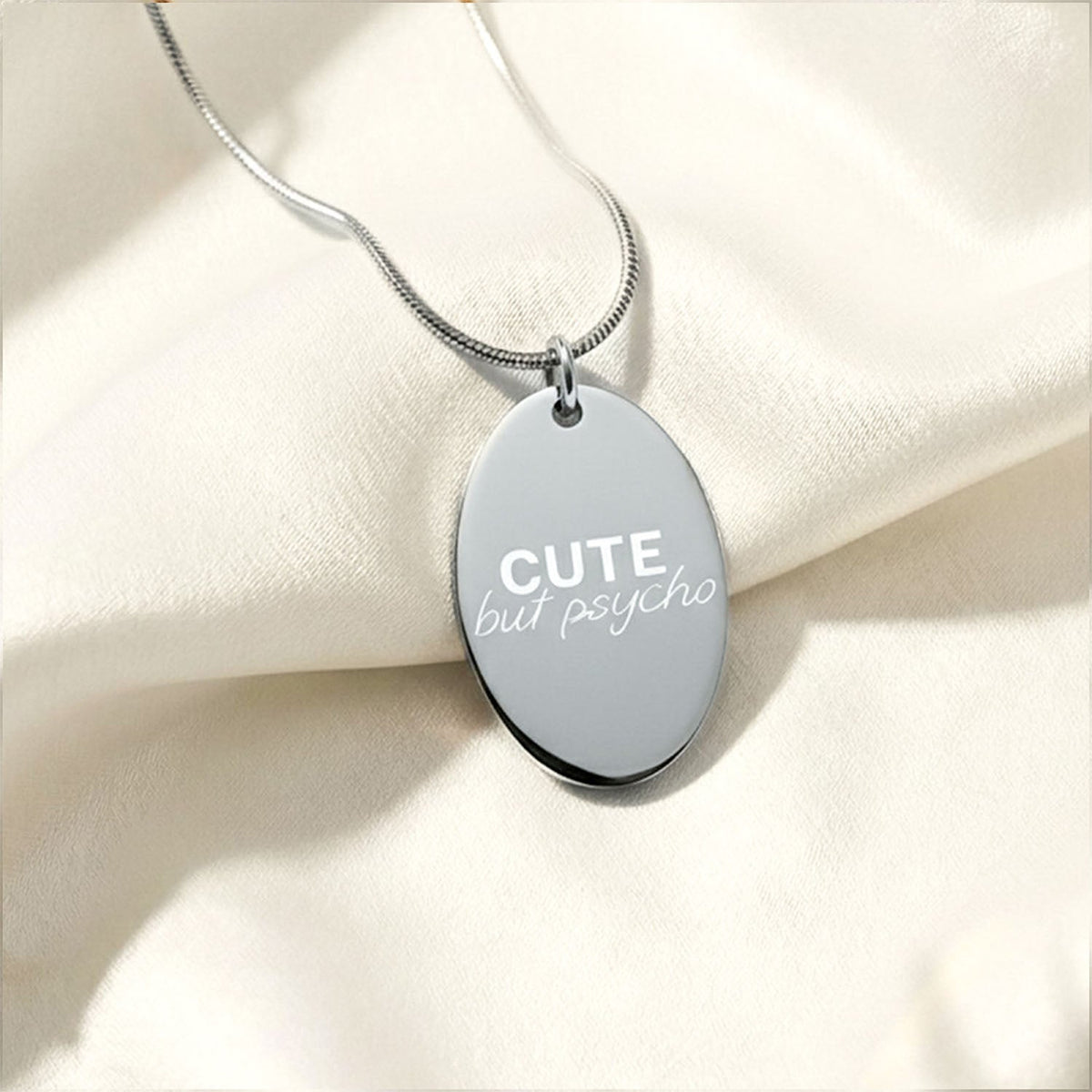 Cute But Psycho Oval Necklace