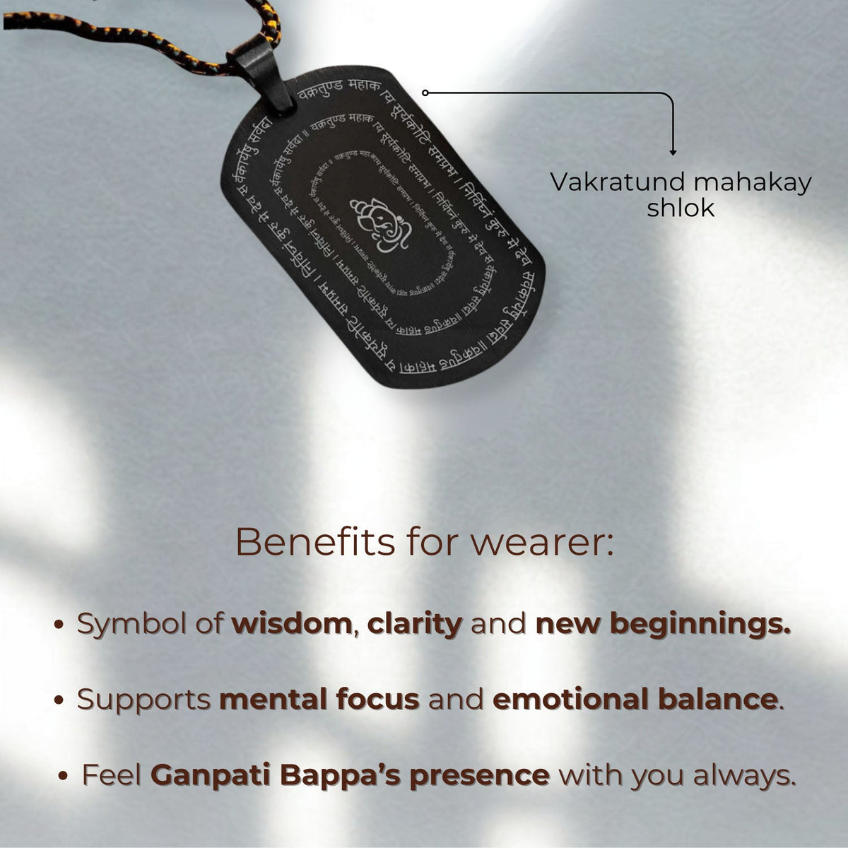 Devotional Ganpati Shlok Tag Necklace