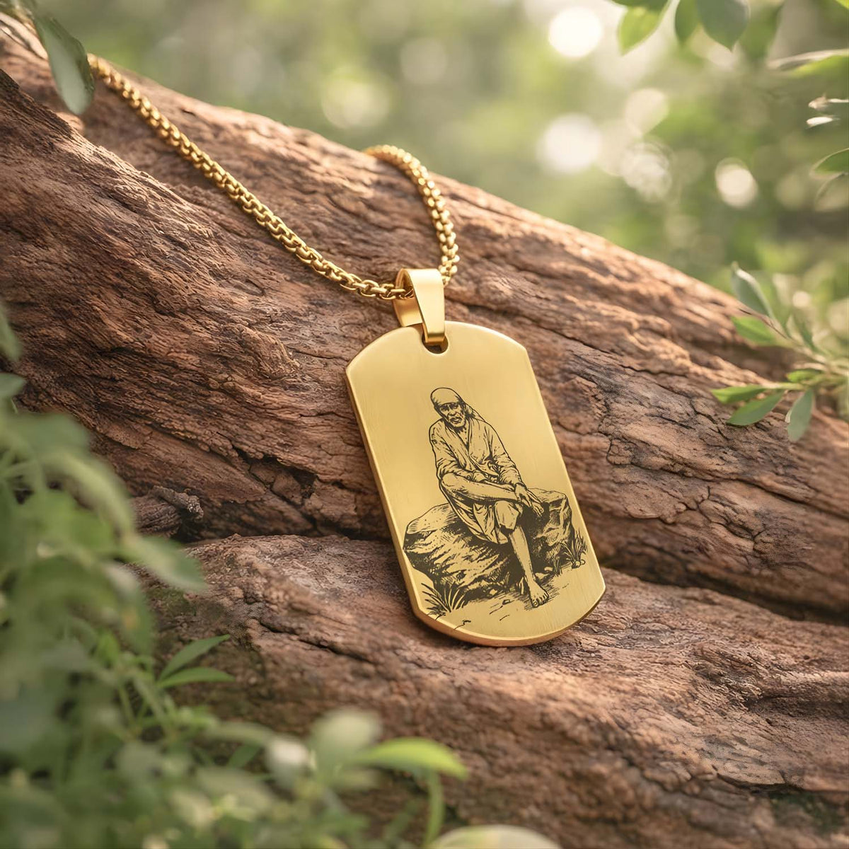 Divine Sai Baba Godform Tag Necklace