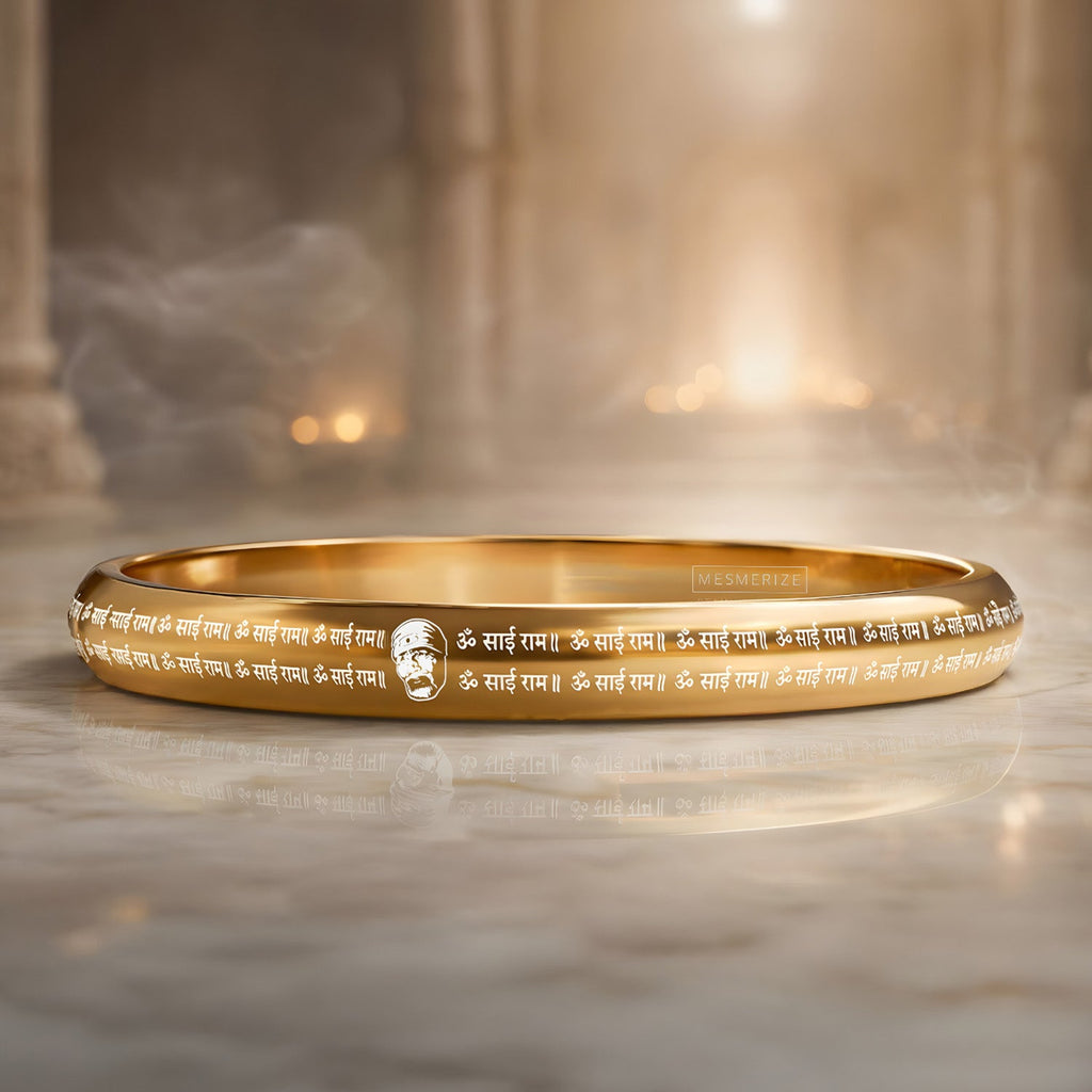 Om Sai Ram MicroCarved Round Curved Kada