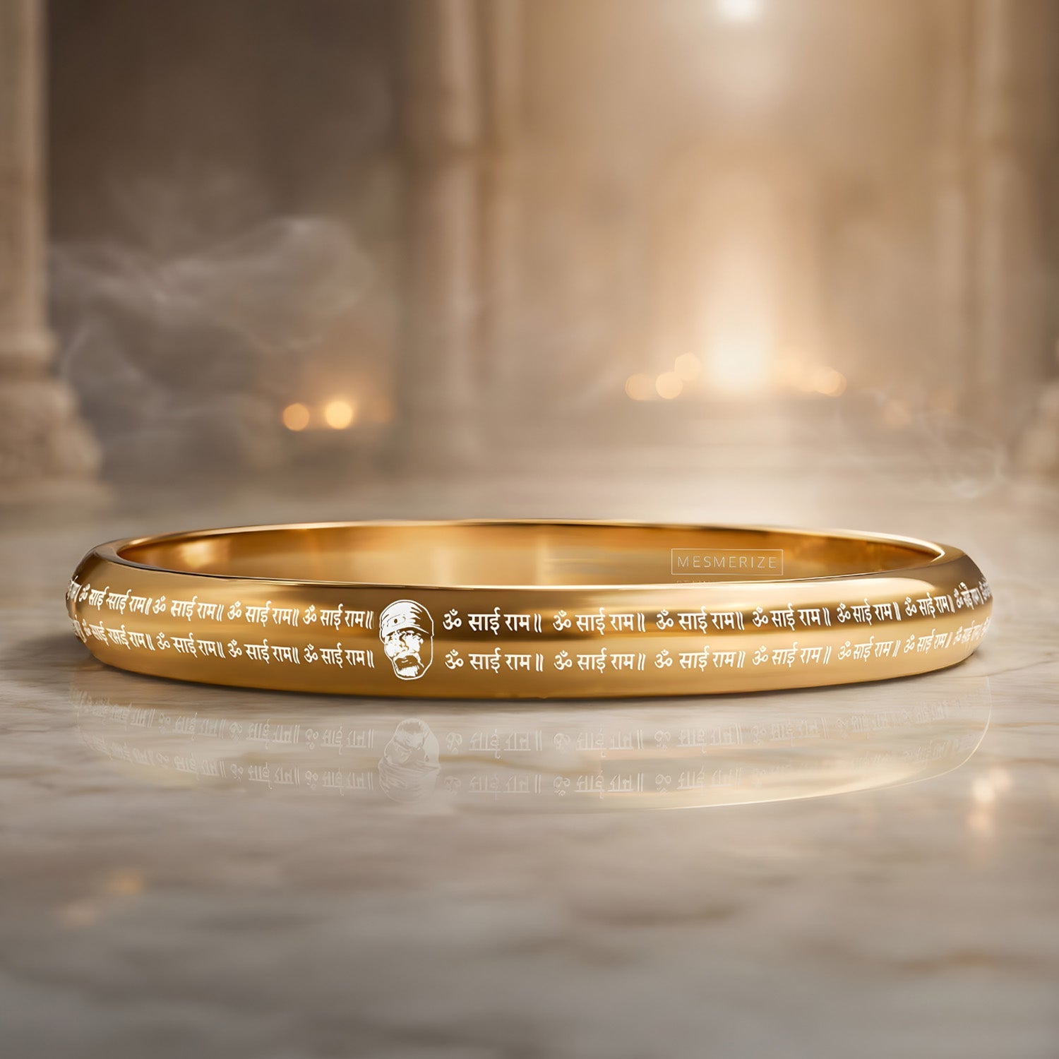Om Sai Ram MicroCarved Round Curved Kada