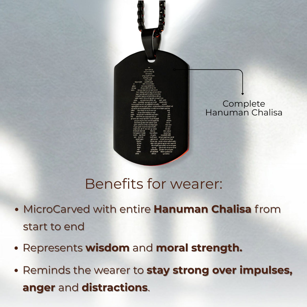 Hanuman Chalisa MicroCarved Tag Necklace