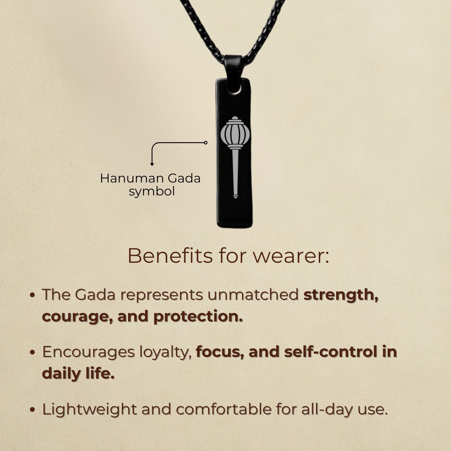 Hanuman Gada Mini Tag Necklace