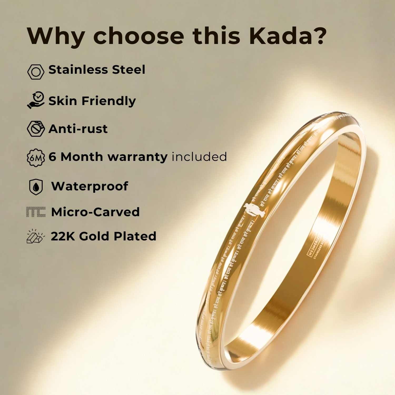 Jai Shree Ram MicroCarved Round Curved Kada