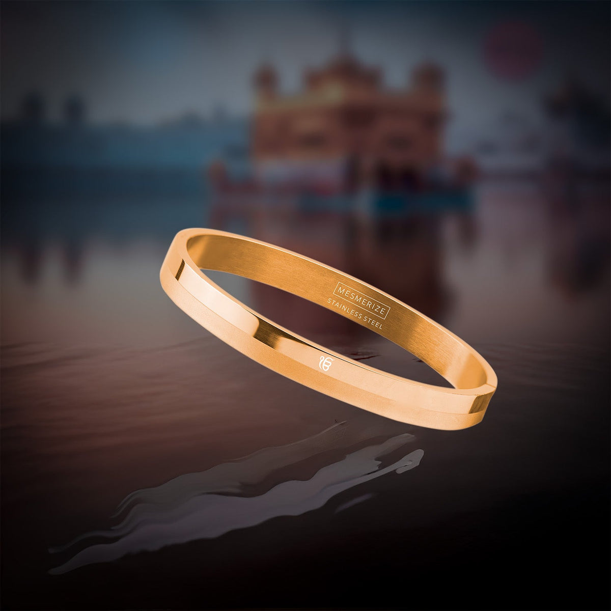 Ik Onkar Dual Finish Oval Kada Bracelet