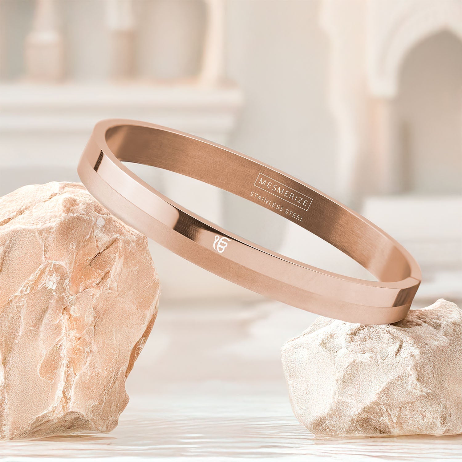 Ik Onkar Dual Finish Oval Kada Bracelet