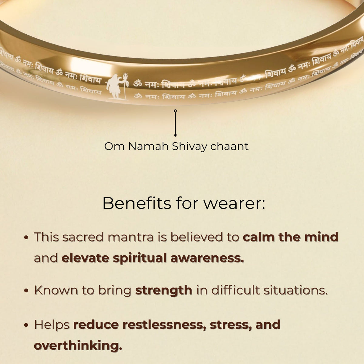 Om Namah Shivay MicroCarved Round Curved Kada