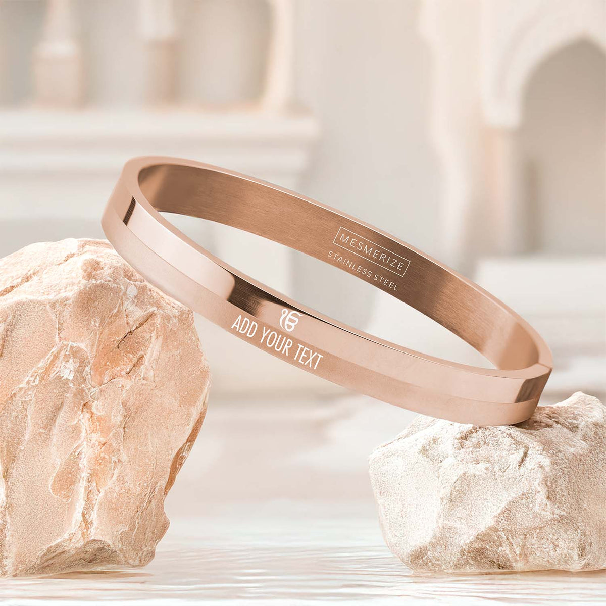 Ik Onkar Dual Finish Oval Kada Bracelet