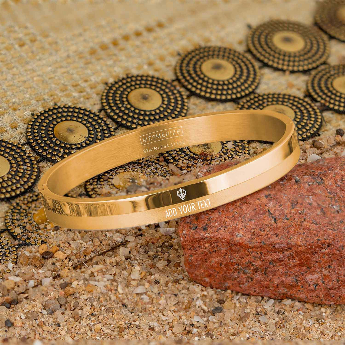 Ik Onkar Dual Finish Oval Kada Bracelet
