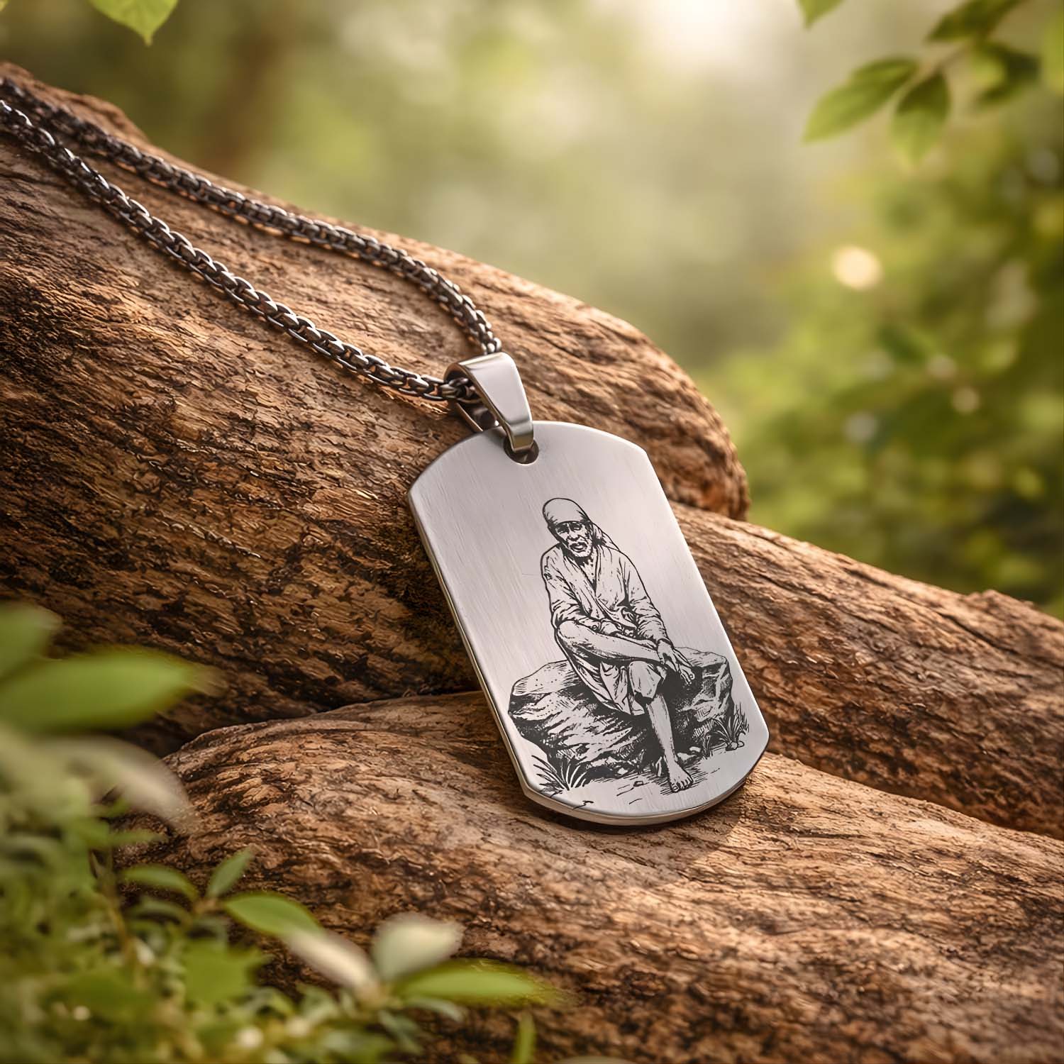 Divine Sai Baba Godform Tag Necklace