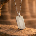Om Sai Ram Inlay MicroCarved Tag Necklace