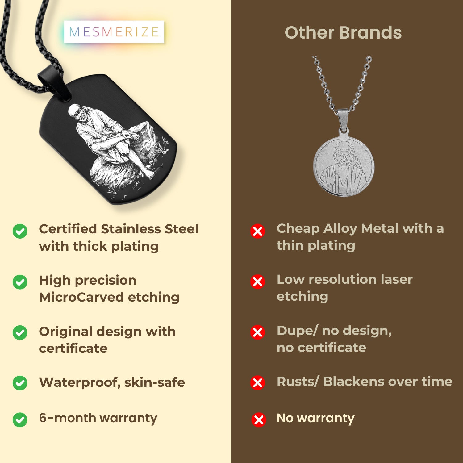 Divine Sai Baba Godform Tag Necklace