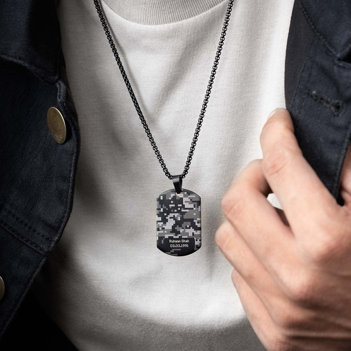 Cyber Camo Dog Tag Necklace